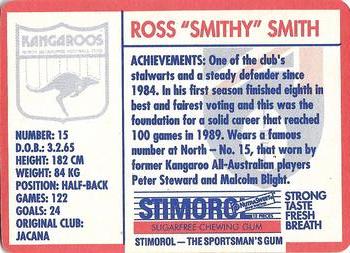 1991 Scanlens Stimorol #65 Ross Smith Back